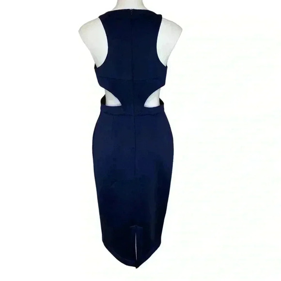 Hunter Bell dark Blue Porter Dress Scuba Cut out Sides Midi Sleeveless s… - Picture 3 of 5